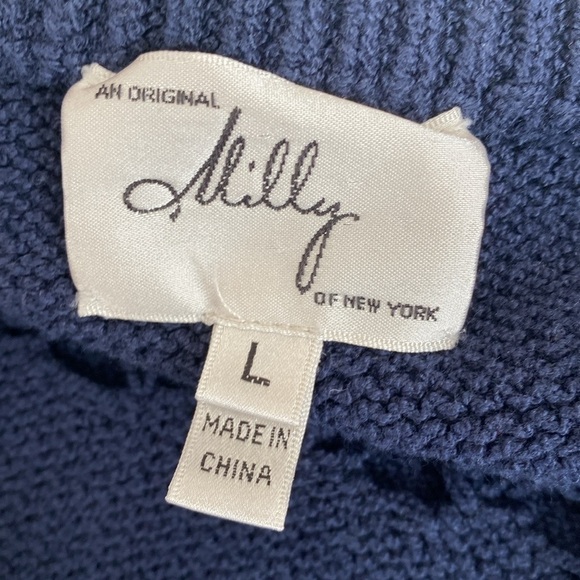 Milly navy blue short sleeve cotton sweater dress large - Picture 6 of 8